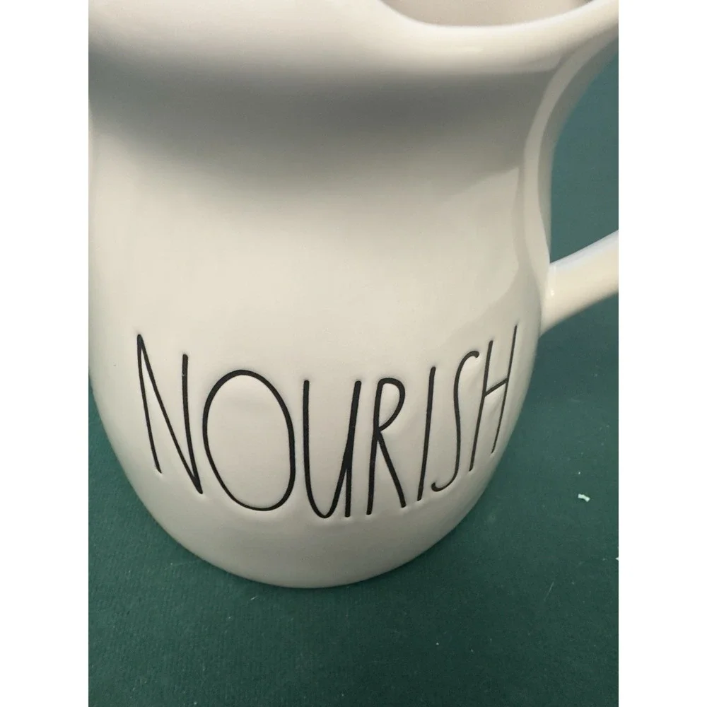 Rae Dunn Watering Can Nourish White Ceramic Indoor Plant Decor Planter Vase
